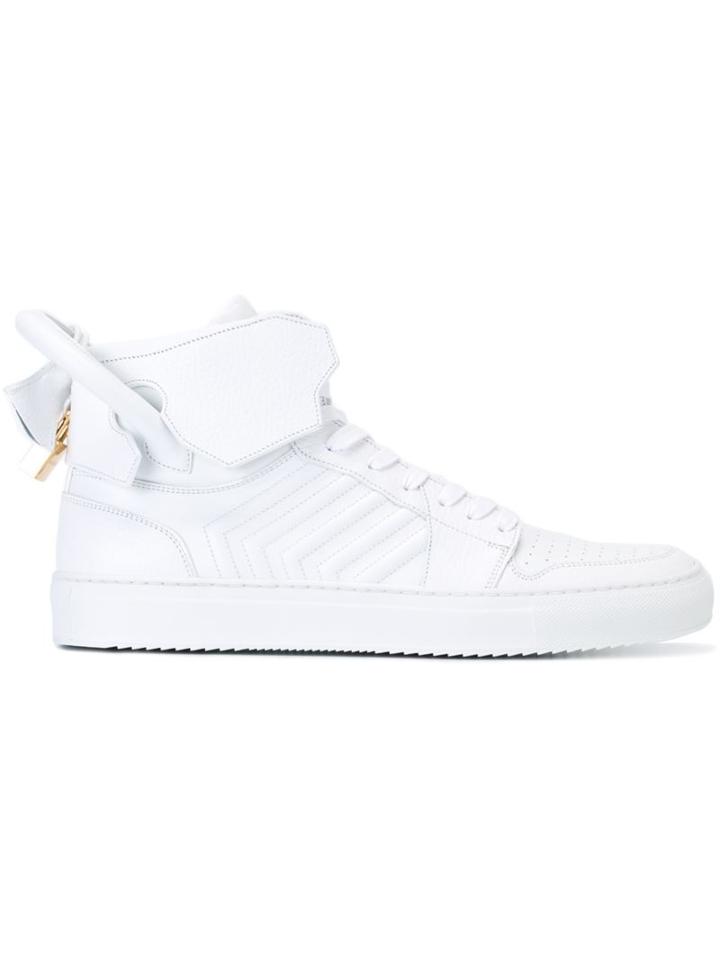 Buscemi 100mm Hi-tops, Men's, Size: 12, White, Leather/rubber