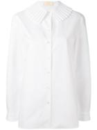 Sara Battaglia Pleated Collar Shirt - White