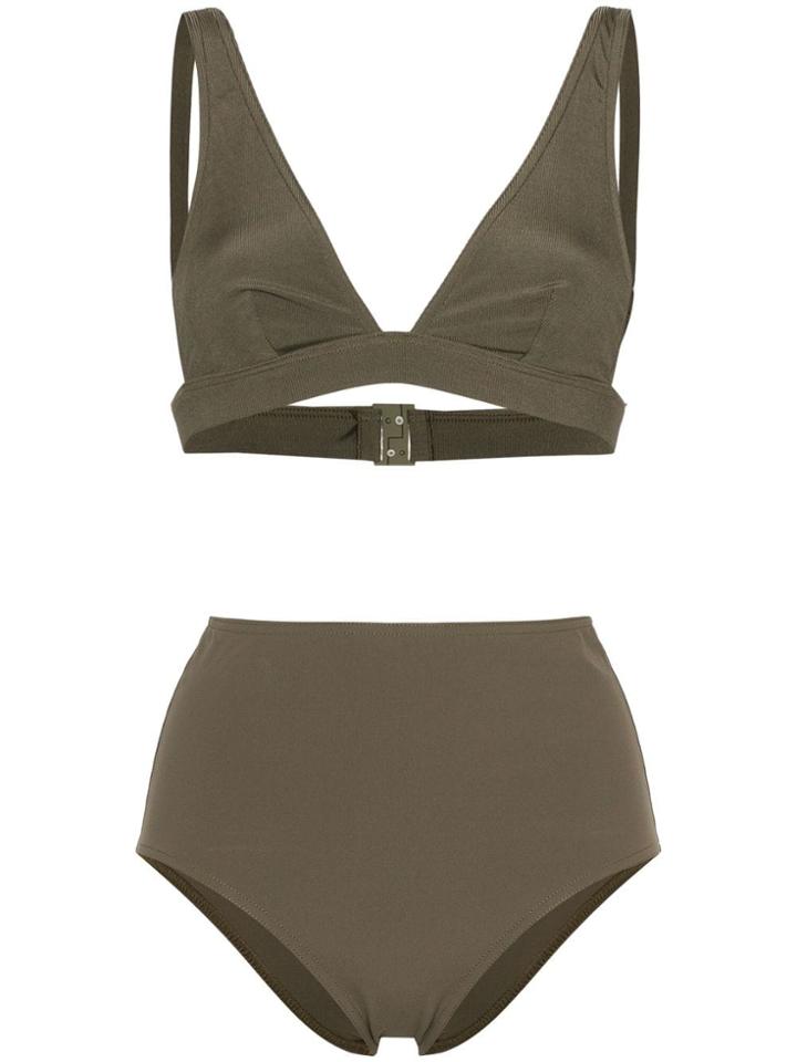Zimmermann Sculpt V-neck High Waist Bikini - Green