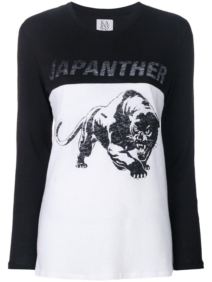 Zoe Karssen Panther Print Panelled Jumper - White
