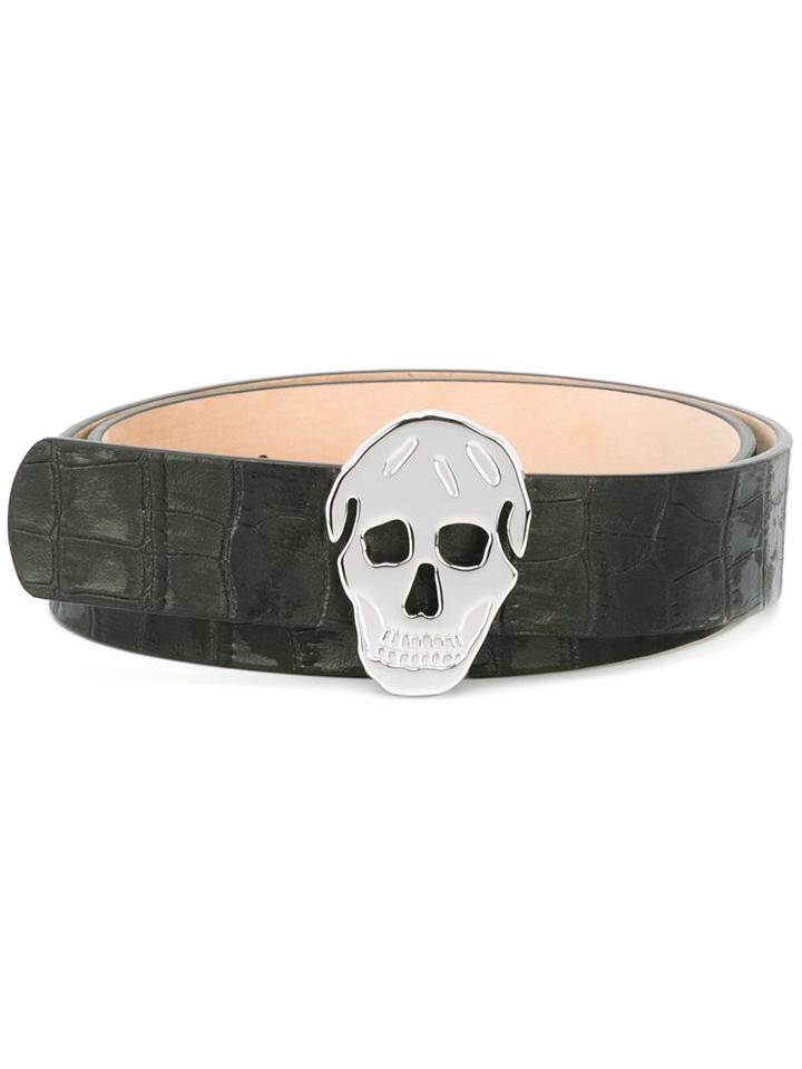 Alexander Mcqueen - Skull Buckle Belt - Men - Leather - 90, Black, Leather