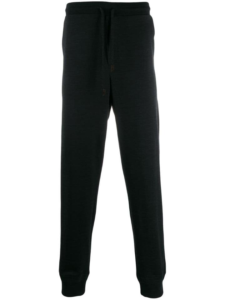 Ermenegildo Zegna Logo-embroidered Tapered Trousers - Blue