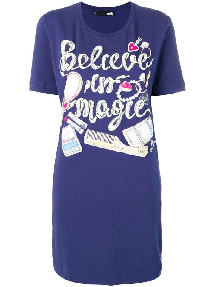 Love Moschino Believe In Magic T-shirt Dress - Blue