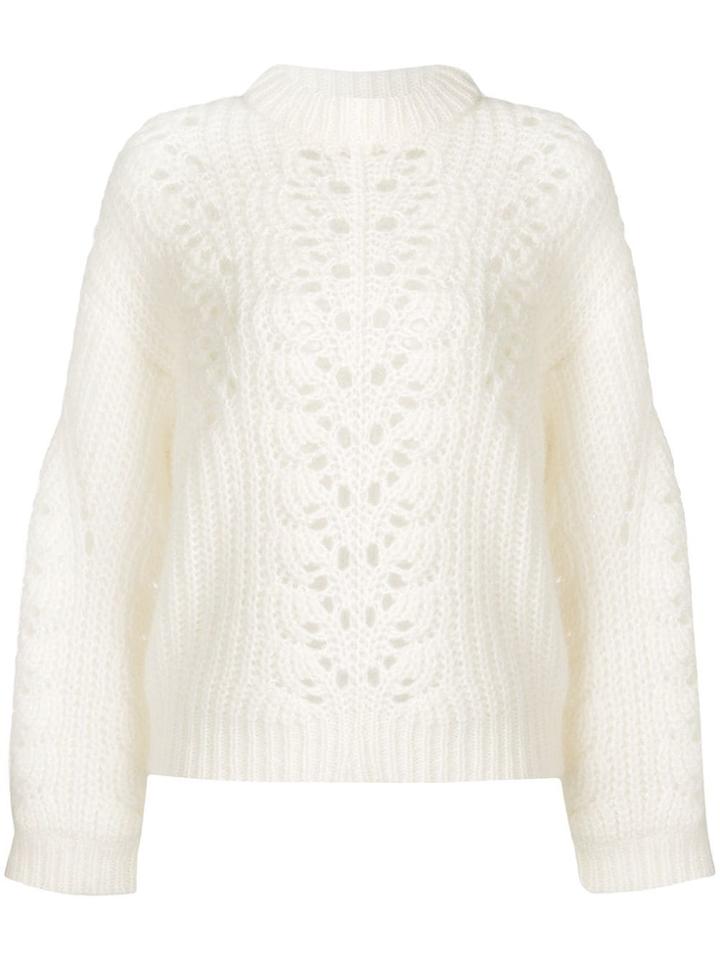 Iro Chunky Eyelet Knit Cardigan - White
