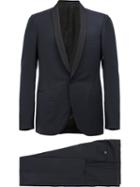 Lanvin Contrast Tone Tuxedo Jacket, Men's, Size: 48, Blue, Silk/polyester/cupro/wool