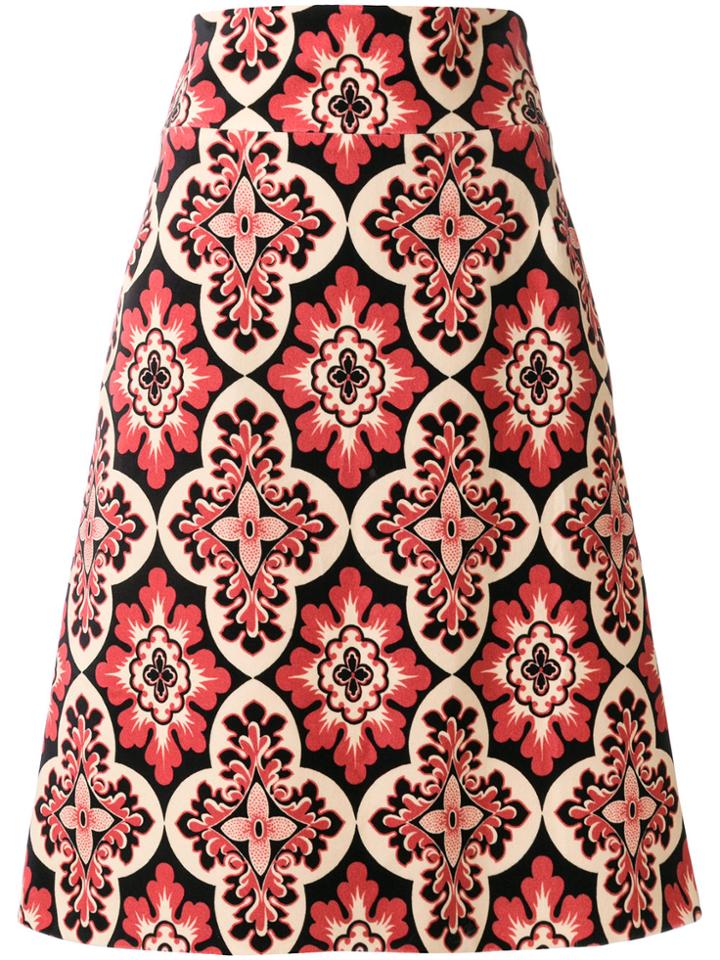 La Doublej Vintage Print A-line Skirt - Black
