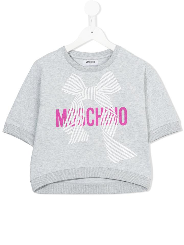 Moschino Kids Cropped Sleeves Sweatshirt, Girl's, Size: 10 Yrs, Grey