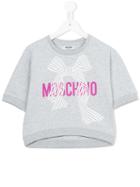 Moschino Kids Cropped Sleeves Sweatshirt, Girl's, Size: 10 Yrs, Grey