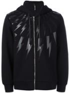 Neil Barrett Lightning Bolt Print Hoodie, Men's, Size: Medium, Black, Viscose/spandex/elastane/lyocell/cotton