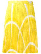 Msgm Geometric Pattern Pleated Skirt, Women's, Size: 40, Yellow/orange, Polyester