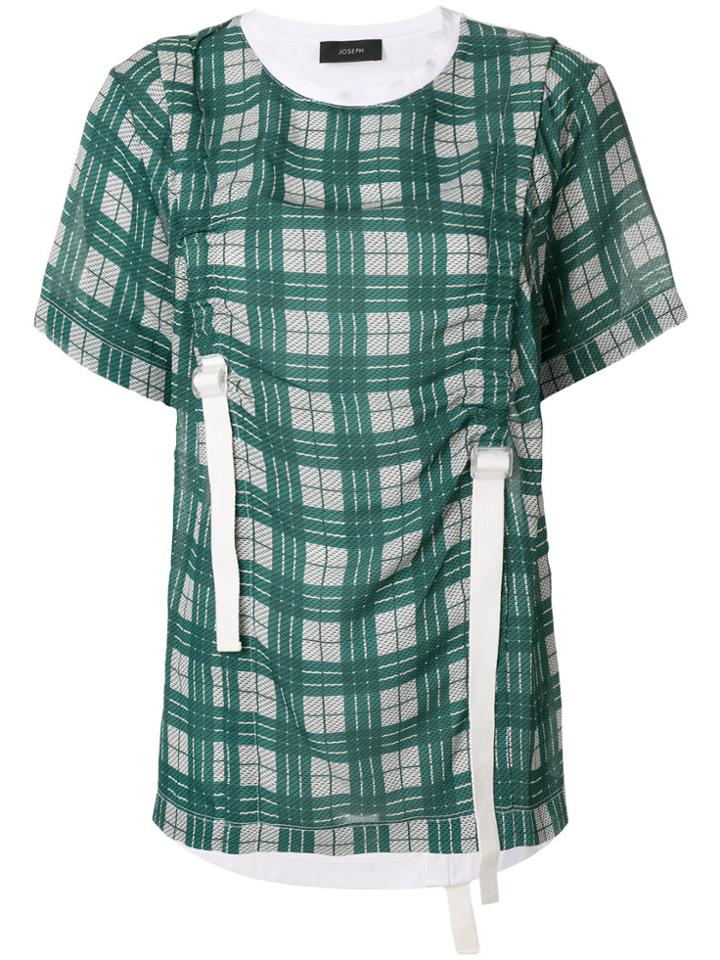 Joseph Ruched Checked Top - Green