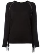 Laneus Studded Trim Sweatshirt, Women's, Size: 40, Black, Cotton/polyester/polyurethane/palm Kernel Acid