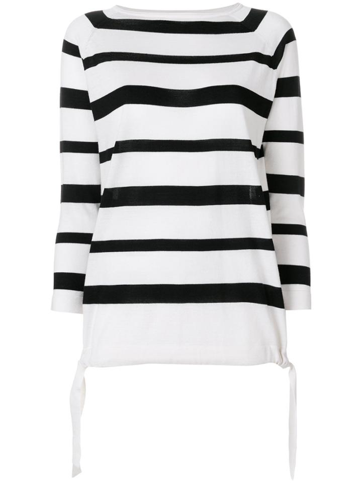 Moncler Striped Boat Neck Sweater - White