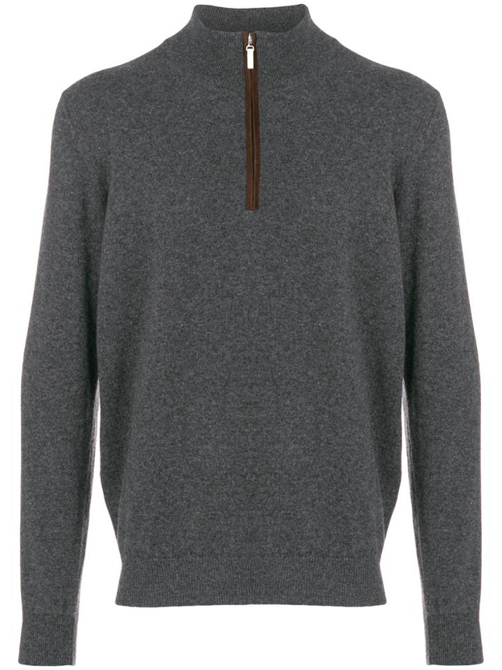 Cenere Gb Zip High Neck Sweater - Grey