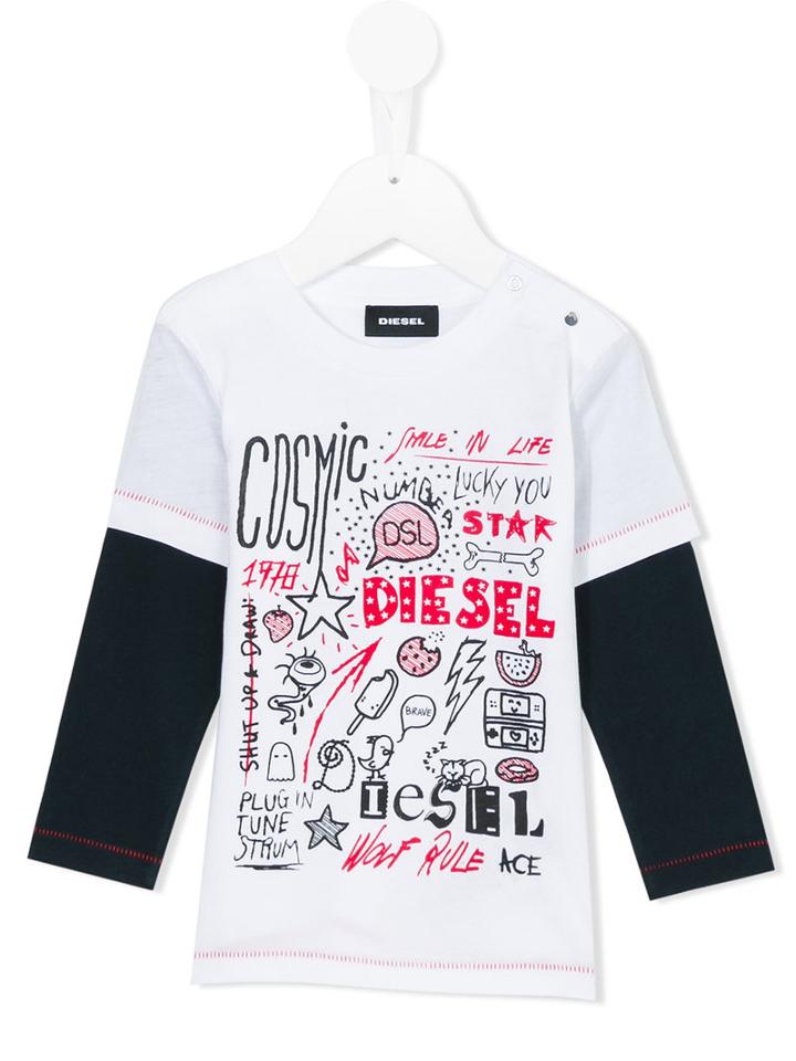 Diesel Kids - Printed Tocy T-shirt - Kids - Cotton - 18 Mth, White
