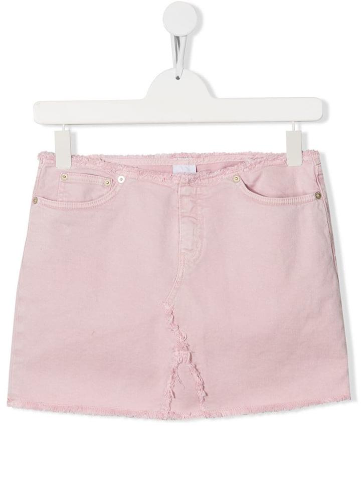 Dondup Kids Teen Frayed Denim Skirt - Pink