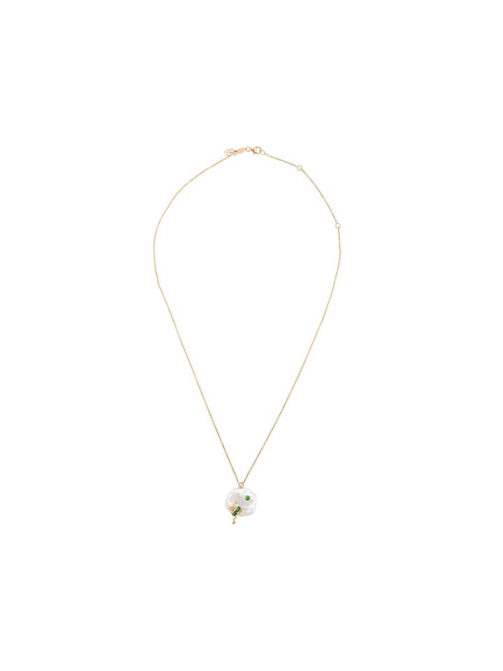 Of Rare Origin Take The Leap Diamond, Tsavorite & Pearl Pendant Gold