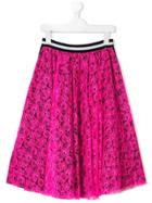 Msgm Kids Teen Logo Trim Lace Skirt - Pink & Purple