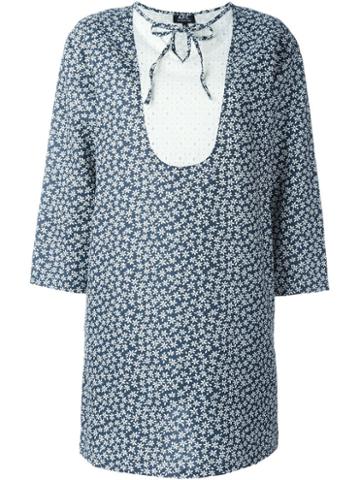 A.p.c. Floral Print Eyelet Panel 'doria' Dress