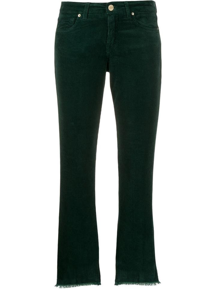 Two Denim Corduroy Cropped Trousers - Green