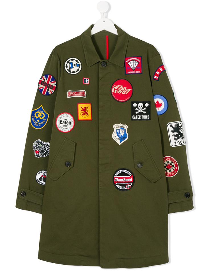 Dsquared2 Kids Multi-patch Classic Coat - Green