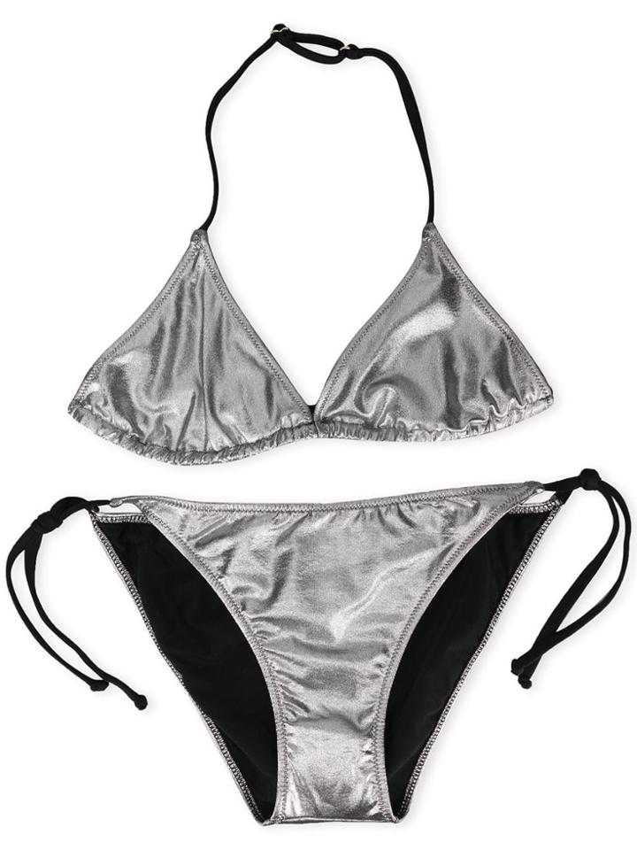 Mc2 Saint Barth Kids Metallic-effect Bikini - Silver