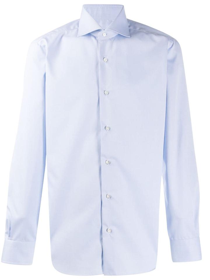 Barba Cut-away Collar Plain Shirt - Blue