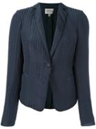 Armani Collezioni Embroidered Blazer, Women's, Size: 44, Blue, Linen/flax/silk/polyester