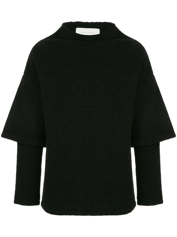 Strateas Carlucci Hybrid Oversized Short Sleeve Sweater - Black