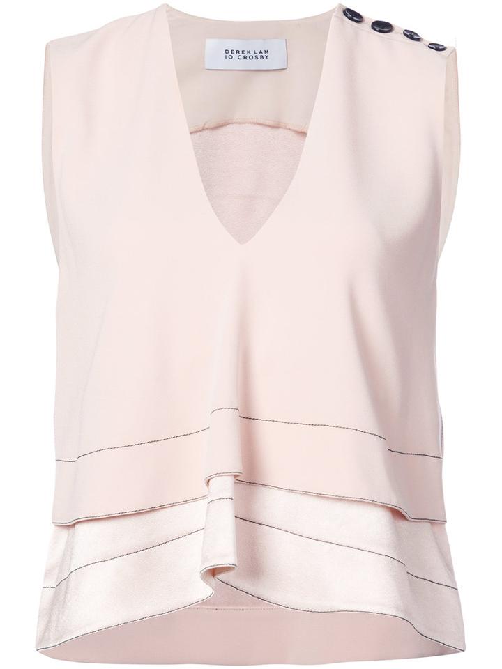 Derek Lam 10 Crosby - Layered Trapeze Hem Shell Top - Women - Polyester/triacetate - 0, Nude/neutrals, Polyester/triacetate