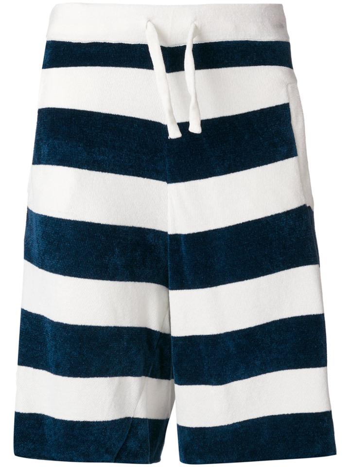Laneus Striped Track Shorts - Blue