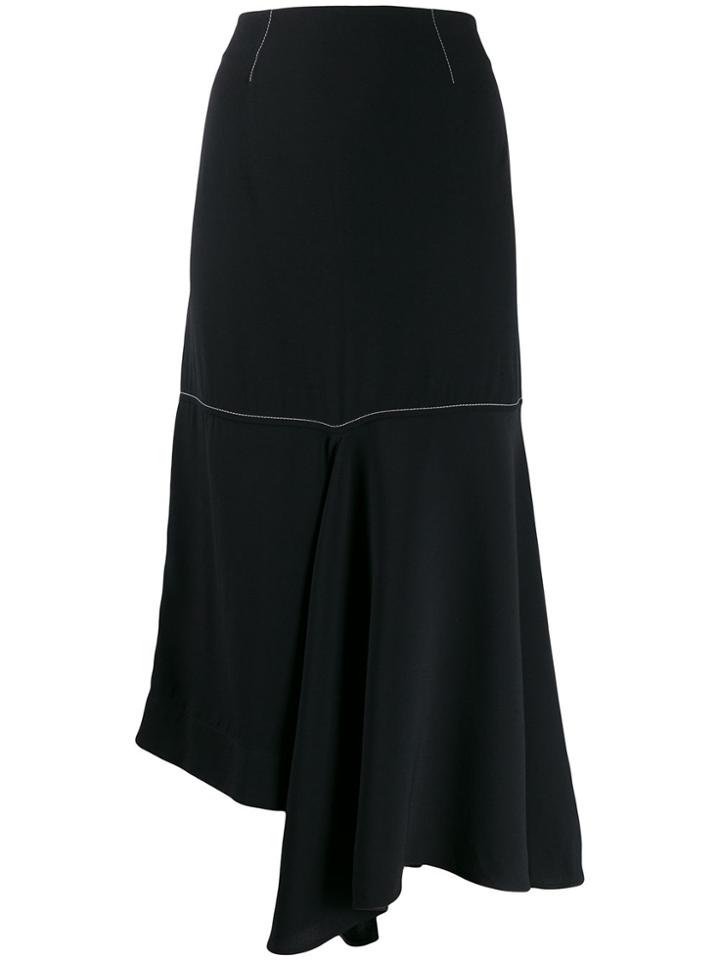 Marni Contrast Stitch Asymmetric Midi Skirt - Blue