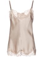 Gold Hawk Silk Top With Lace Detail - Nude & Neutrals