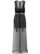 Murmur Flared Sheer Maxi Dress - Black
