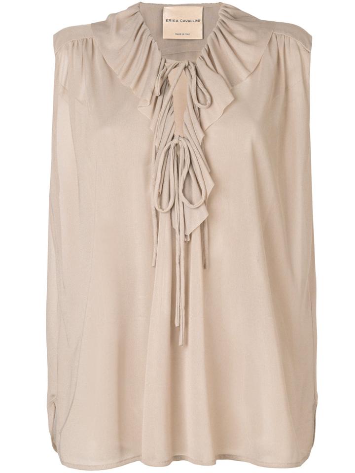 Erika Cavallini Ruffled Front Blouse - Nude & Neutrals