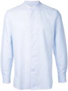Kent & Curwen - Collarless Shirt - Men - Cotton/linen/flax - S, Blue, Cotton/linen/flax