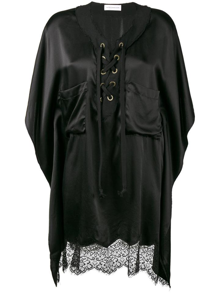 Faith Connexion Asymmetric Lace Shirt - Black