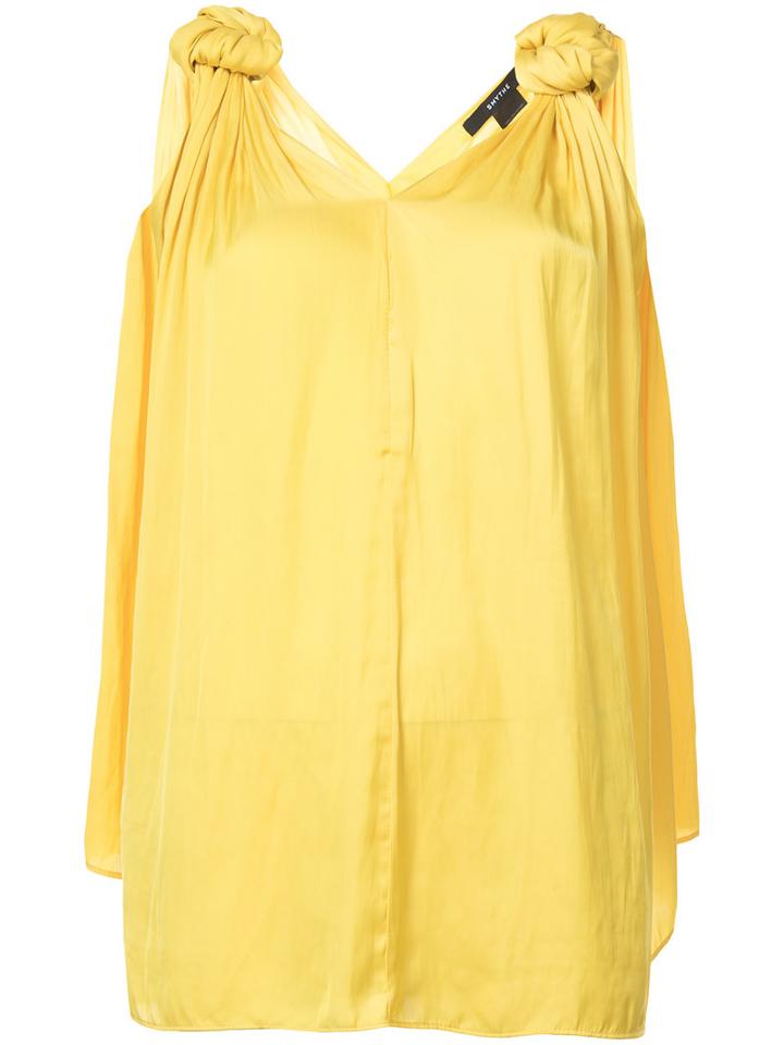 Smythe - Knot Blouse - Women - Polyester - S, Yellow/orange, Polyester