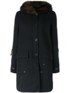 Ermanno Scervino Collar Detail Parka Coat, Women's, Size: 38, Black, Cotton/polyamide/polyester/virgin Wool