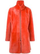 Armani Collezioni Zipped Coat, Women's, Size: 44, Pink/purple, Sheep Skin/shearling/lamb Skin/acetate