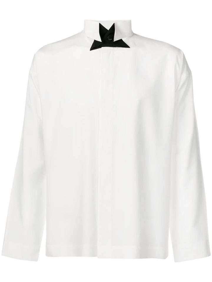 Pleats Please By Issey Miyake Contrast Collar Shirt - White
