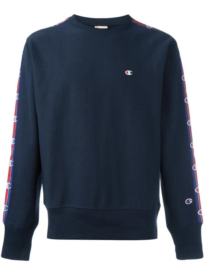 Champion Logo Sleeve Sweatshirt, Men's, Size: Medium, Blue, Cotton/polyester