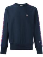 Champion Logo Sleeve Sweatshirt, Men's, Size: Medium, Blue, Cotton/polyester