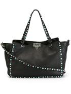 Valentino 'rockstud' Turquoise Detail Trapeze Tote