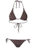 Osklen - Printed Bikini Set - Women - Polyamide/spandex/elastane - P, Brown, Polyamide/spandex/elastane