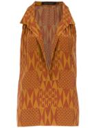 Andrea Marques Silk Printed Blouse - Brown