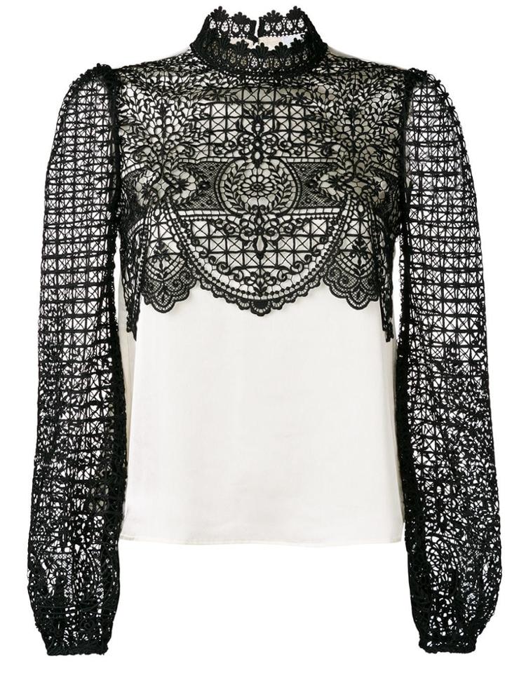 Self-portrait Lace Detail Blouse - Black