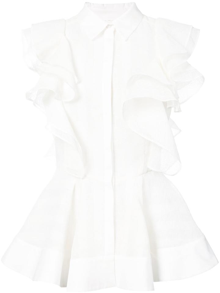 Antonio Berardi Ruffle Trim Peplum Shirt - White