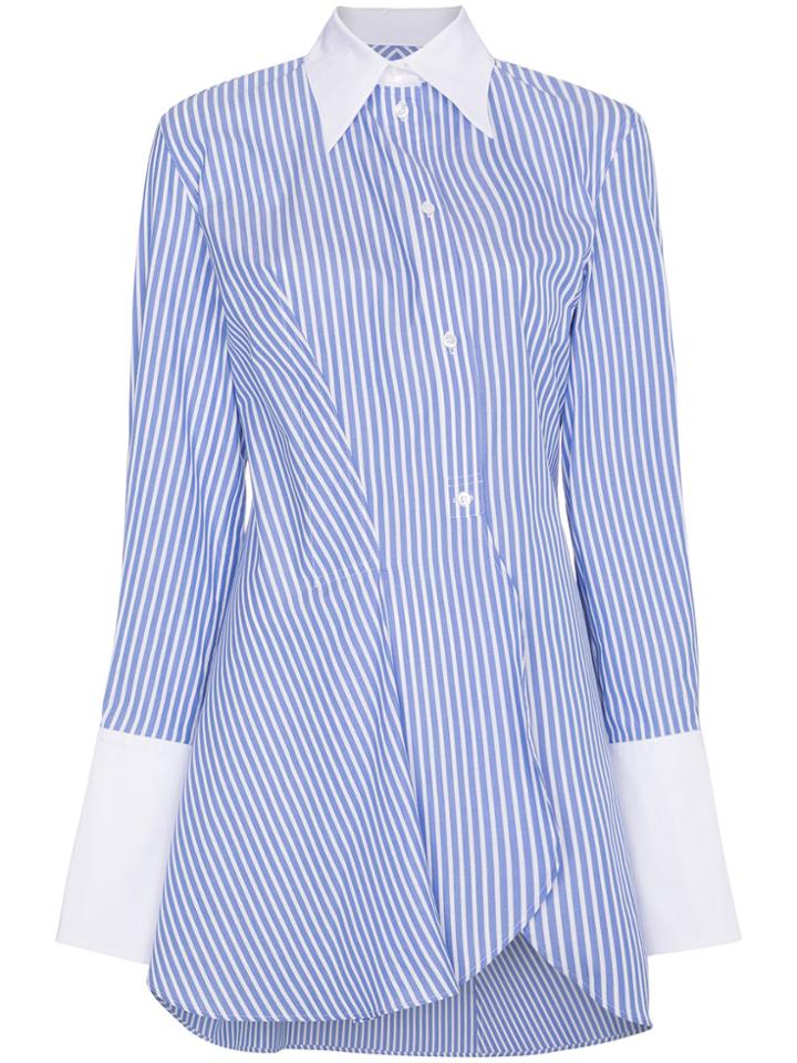Wright Le Chapelain Stripe Long Sleeve Asymmetric Shirt - Blue