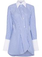 Wright Le Chapelain Stripe Long Sleeve Asymmetric Shirt - Blue